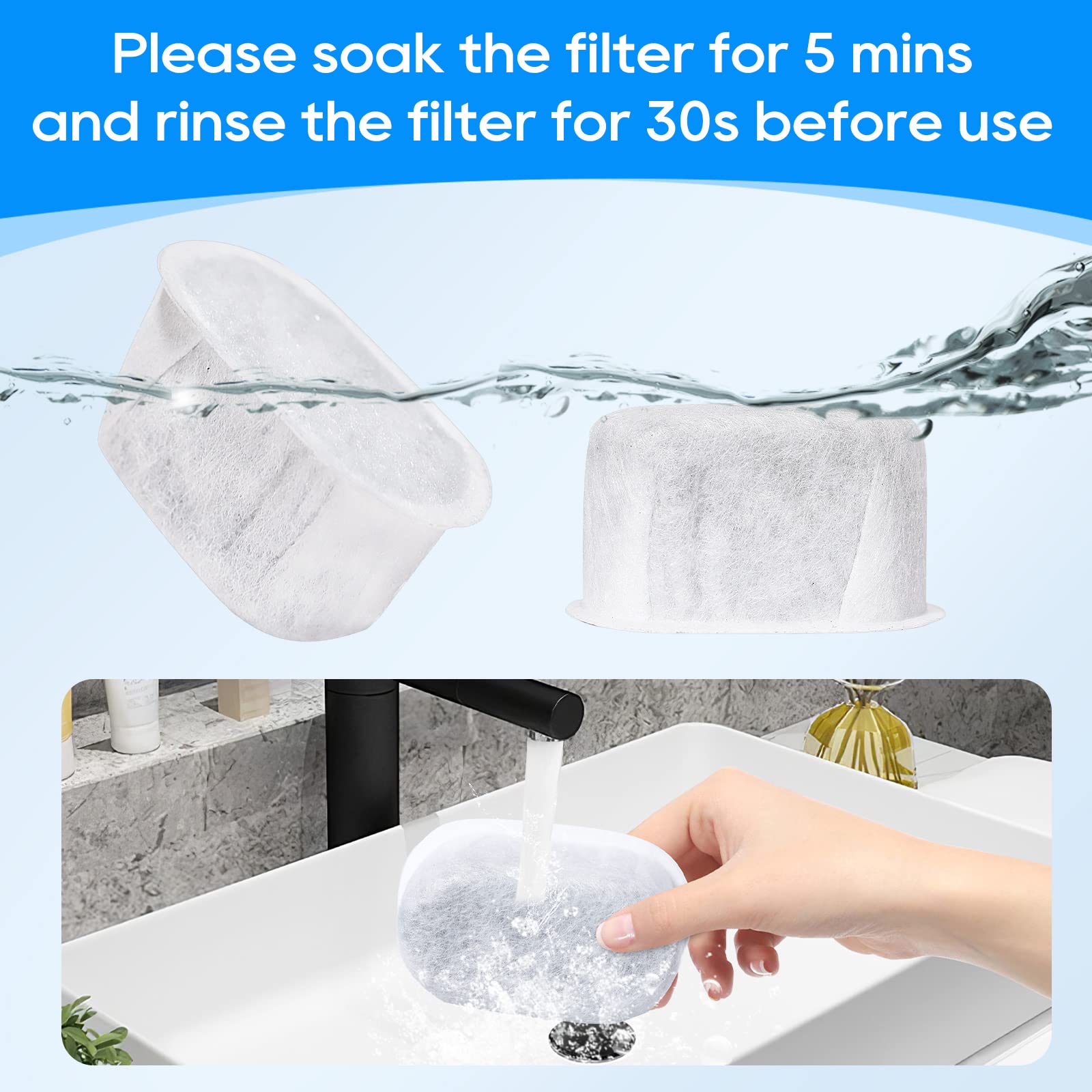 Filtros de Agua para Mascotas MyfatBOSS en Blanco Paquete de 12 2L y 3.5L