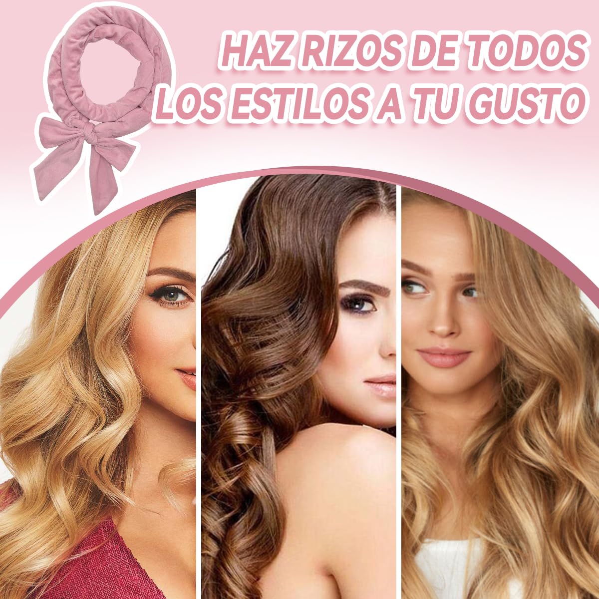 ZIMRAHYG Rizos Sin Calor, Rizadores de Cabello Sin Calor 8 Piezas, Kit de Ondas Sin Calor Con Pinzas para el Cabello y Coletero, Rizador Natural de Onda Suave Sin Daños en el Que Puedes Dormir