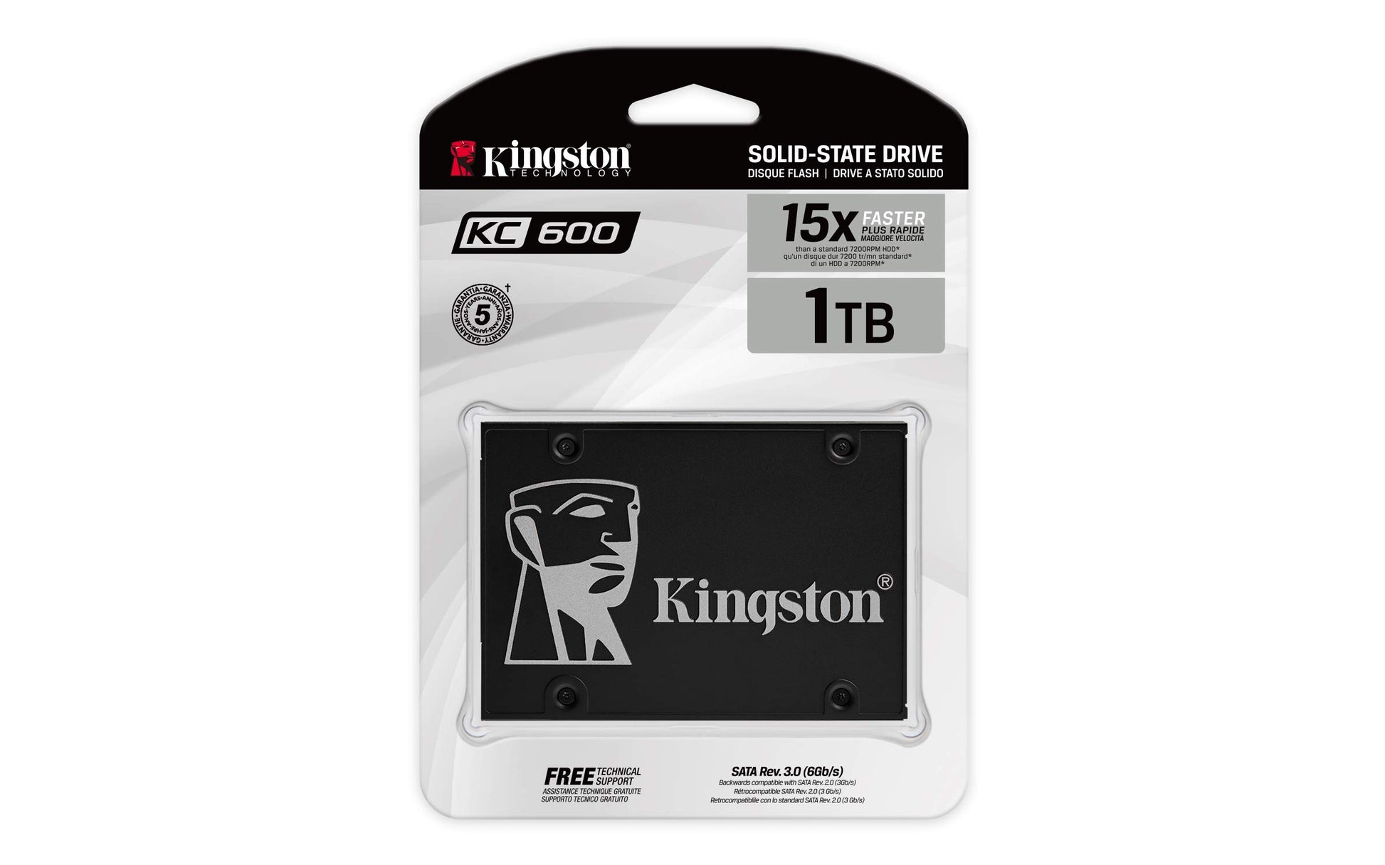 Kingston KC600 SSD SKC600/1024G interno SSD 2.5 pulgadas, SATA Rev 3.0, 3D TLC, XTS-AES cifrado de 256 bits