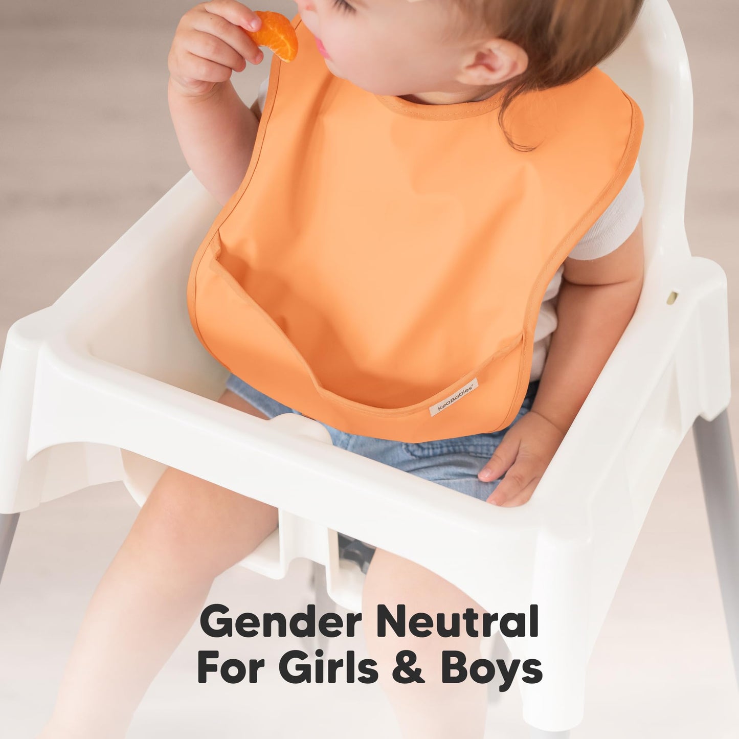 KeaBabies - Paquete de 3 baberos impermeables para comer – Baberos ligeros de alimentación para niños pequeños con gran colector de alimentos, a prueba de desorden, esenciales para comer bebés de