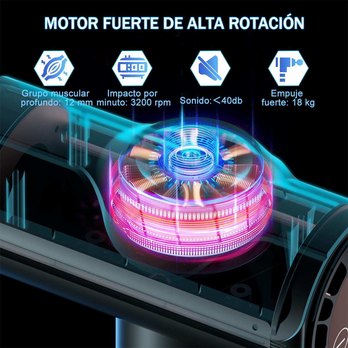 Pistola De Masajes,Pistola Masajeadora con 11 Cabezales y 20 Velocidades Ajustables,Masajeadores Eléctrico de Mano con Pantalla Lcd,Masajeador Muscular Ideal para Hombros,Cuello, Espalda