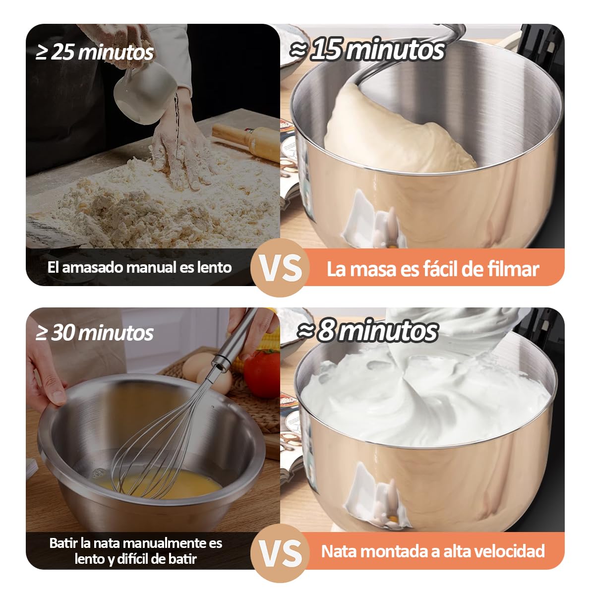 Batidora de Pedestal JZZB Negra de 10 Velocidades con 6 Accesorios para Repostería y Panadería en el Hogar
