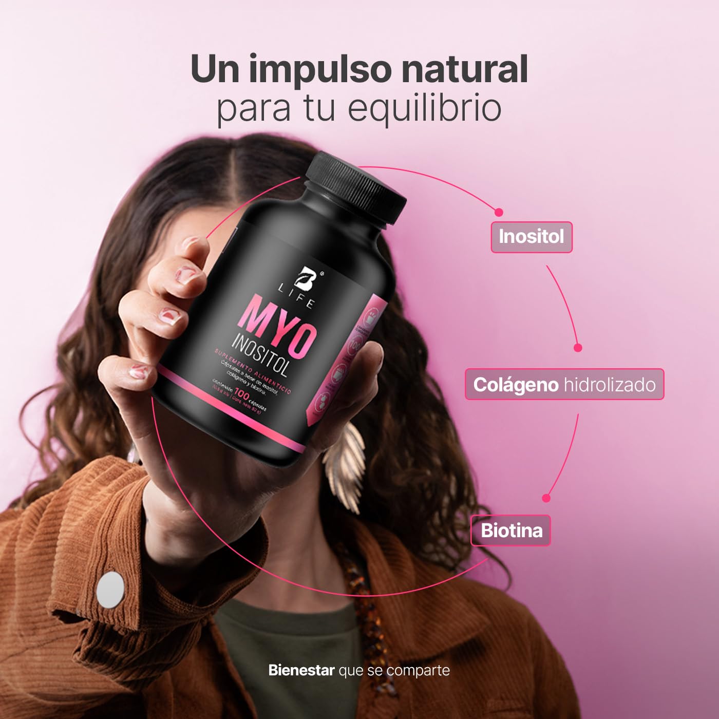 B Life | Inositol de 100 Cápsulas de 500 mg | Ingredientes naturales | Myo Inositol.