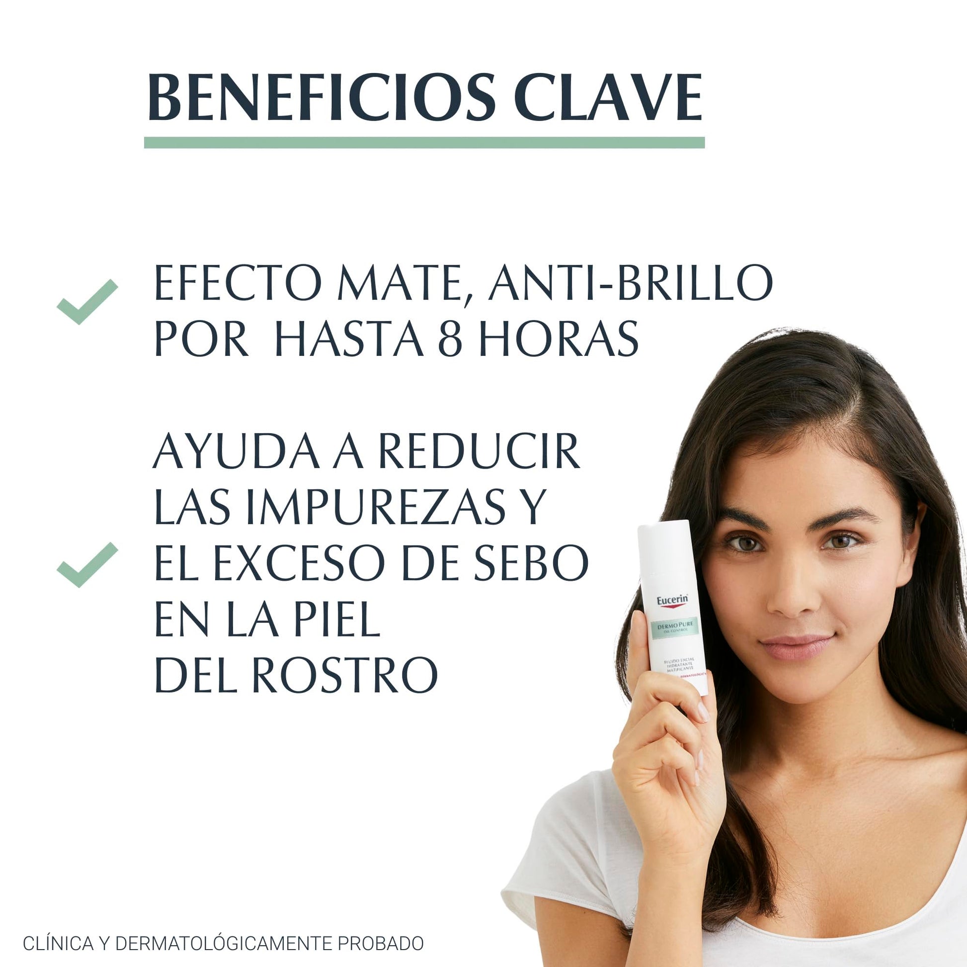 Eucerin Fluido Facial Hidratante Matificante para piel grasa, 50 ml