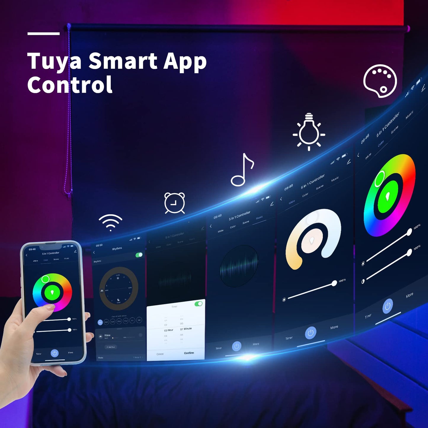 PAUTIX - driver LED WiFi 5 en 1 regulable para tira de luces LED monocromáticas CCT RGB RGBW RGBCCT compatible con Tuya APP/Smart Life/Alexa/Google Home/Siri, driver de luces DC12-24V (sin batería)