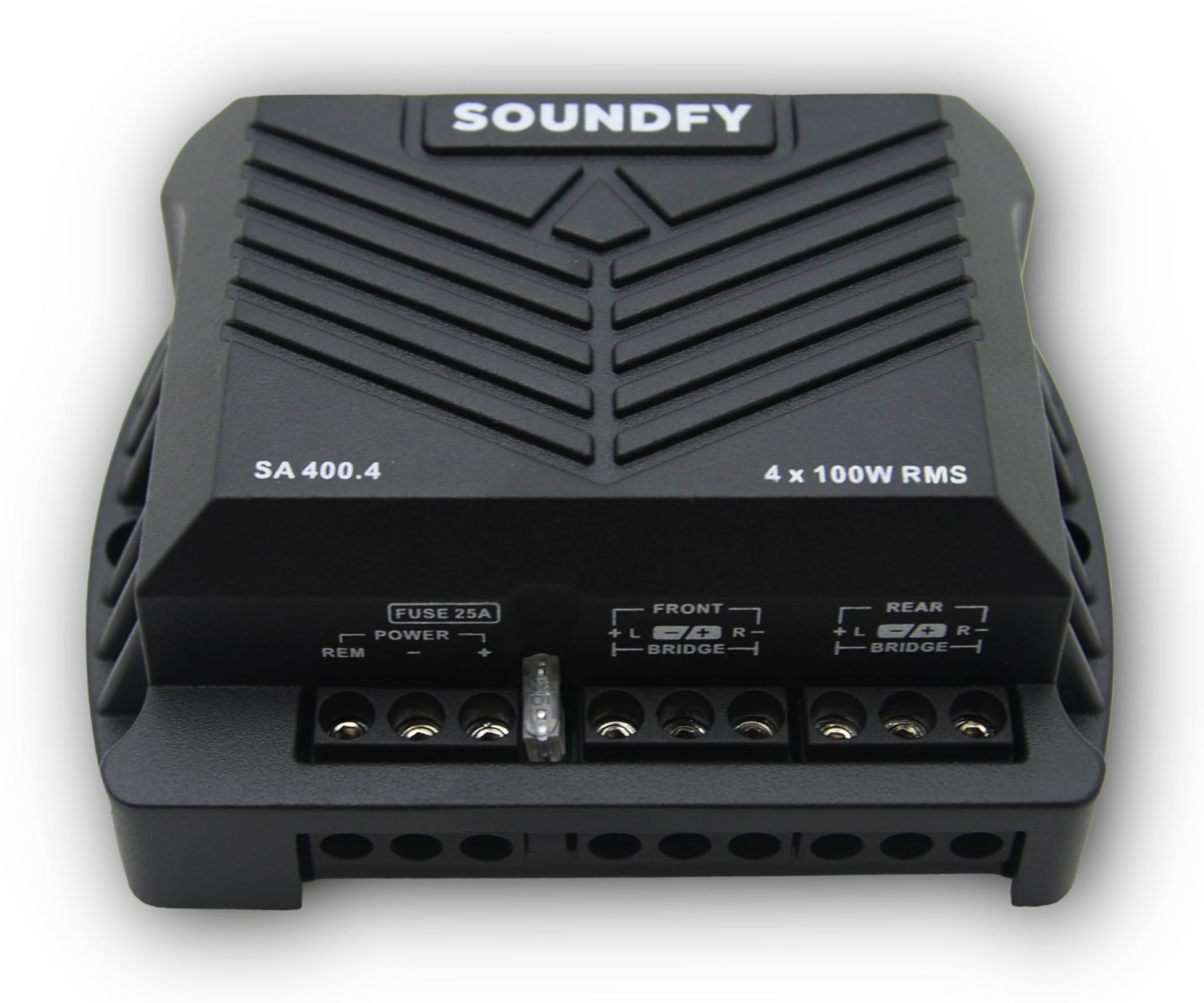 Amplificador Digital de Audio Soundfy SA 400.4 Negro Compacto Multicanal para Coche