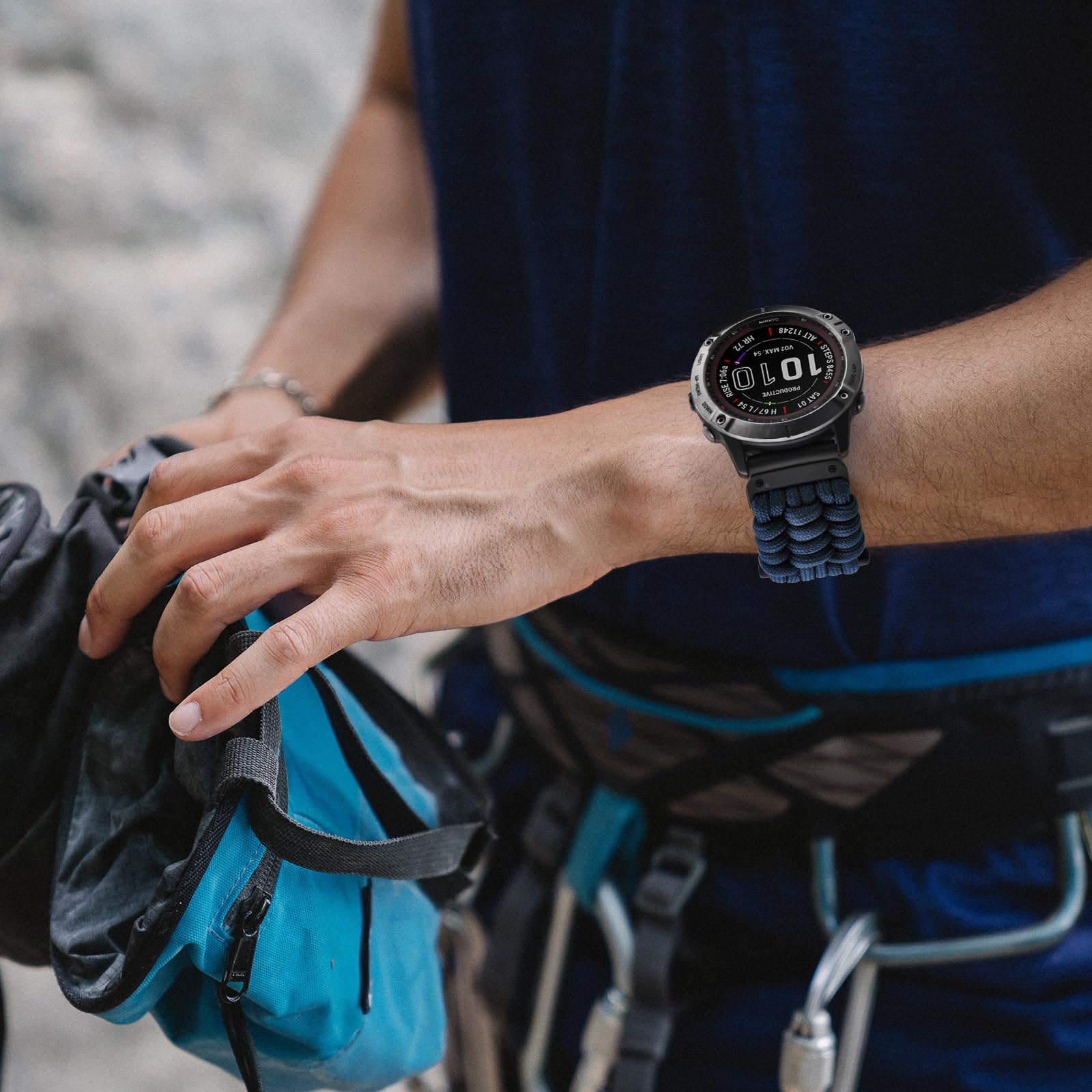CAGOS - Correas de paracaídas compatibles con Garmin Fenix 5X/6X/7X, Tactix Delta, Quickfit 26, correas deportivas de nailon resistentes para hombres, Azul, 26 mm, Pulsera