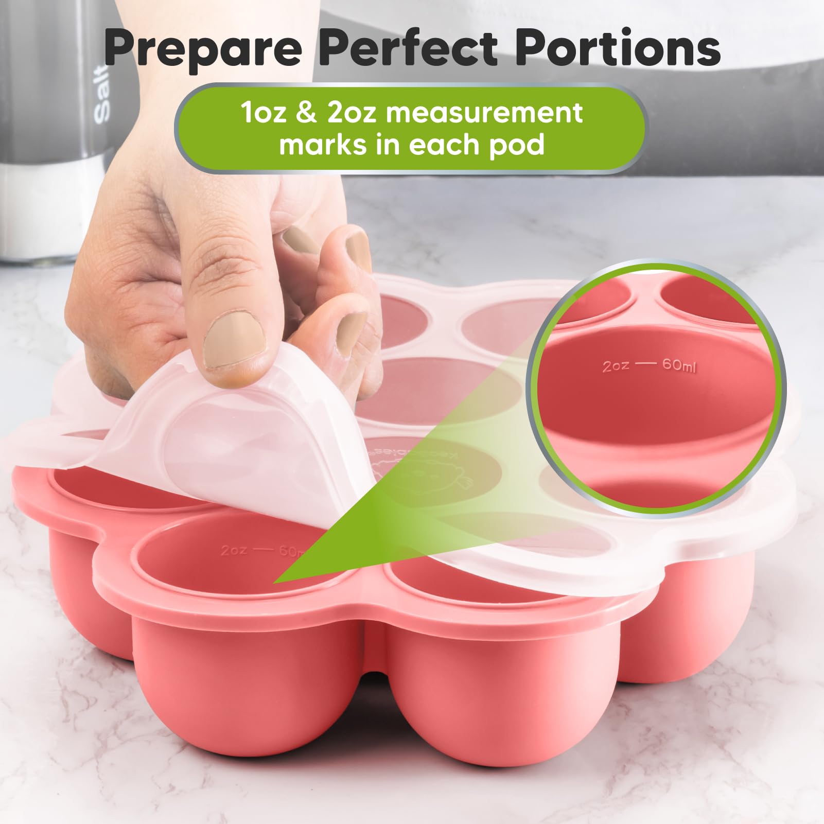 Bandeja congeladora de alimentos para bebés de silicona con tapa de clip, bandejas de leche materna para congelador, recipientes de alimentos para bebés, bandejas de alimentos para congelar