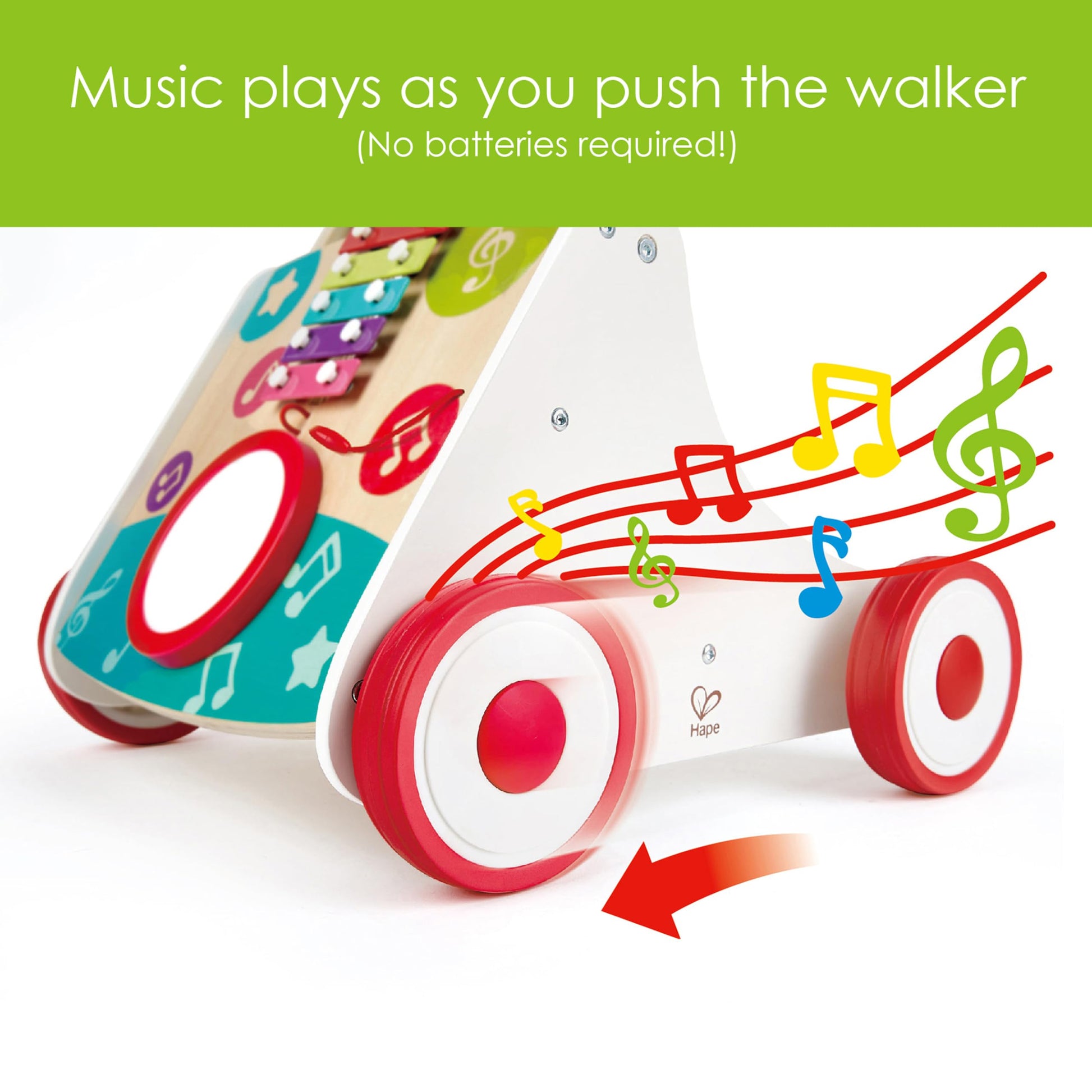 Juguete de Empujar (Arrastre) Caminador de Madera Musical Para Bebes y Niños : Desarrollo Motor y Diversión para Niños Pequeños. E0383