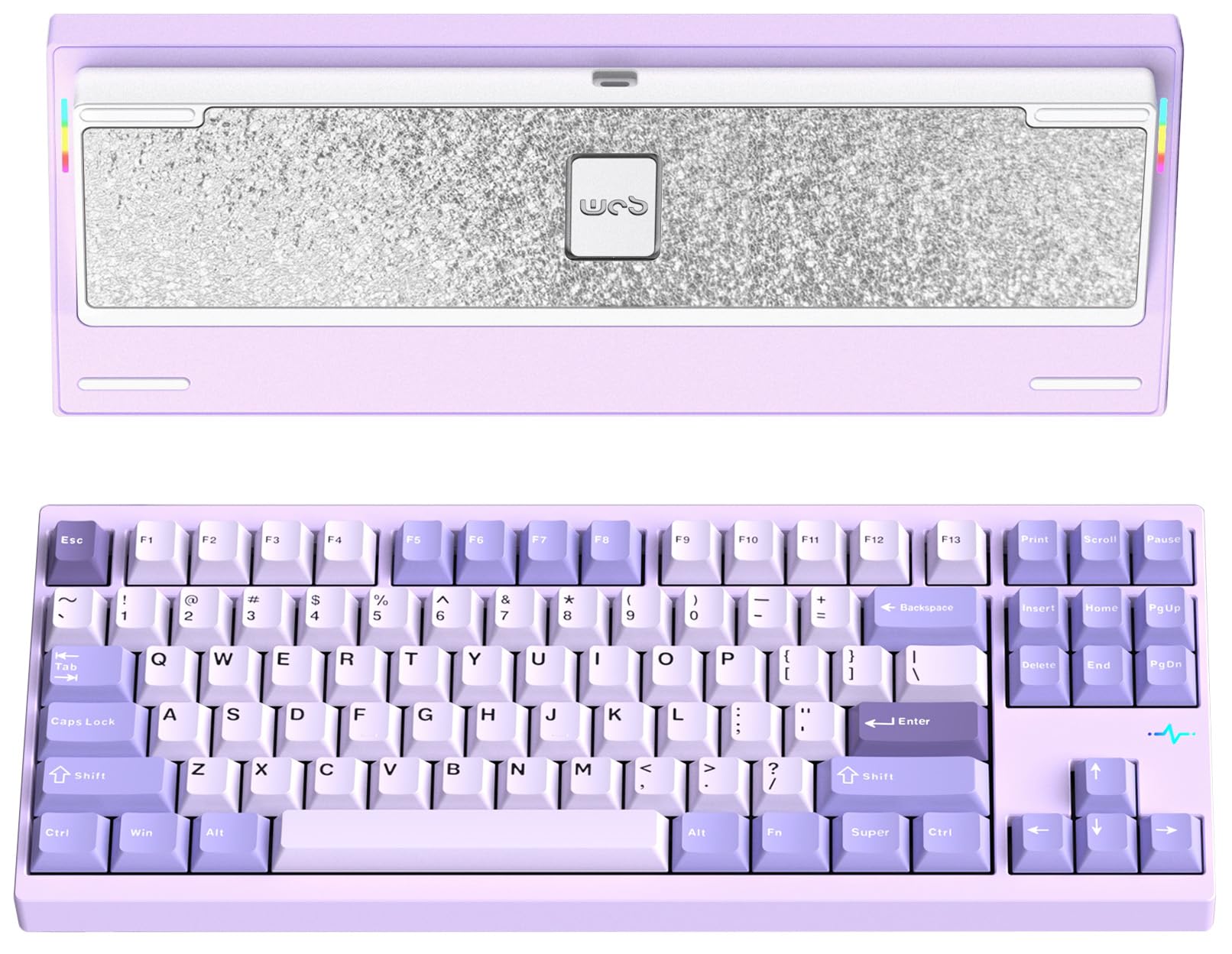 KEEBMONKEY WOBKEY Crush 80 Reboot CNC de aluminio de 5 segundos de liberación rápida triple modo de conectividad con acústica superior (Pro Purple)