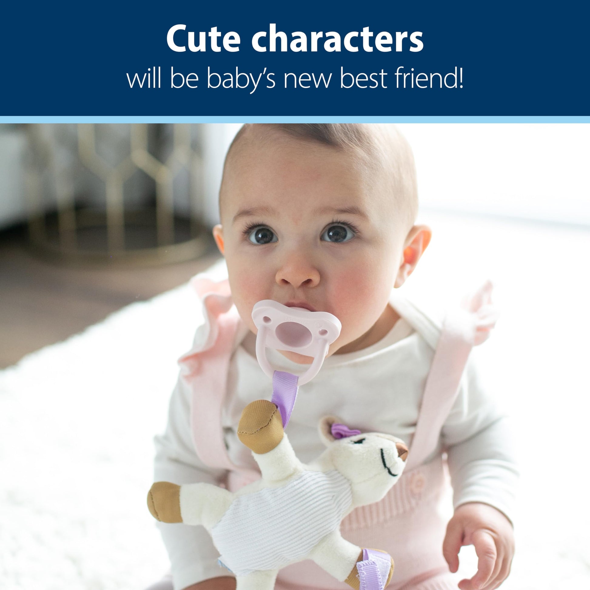 Soporte para Chupete y Mordedor Dr. Brown's Ciervo HappyPaci Rosa para Bebé 0-6 Meses