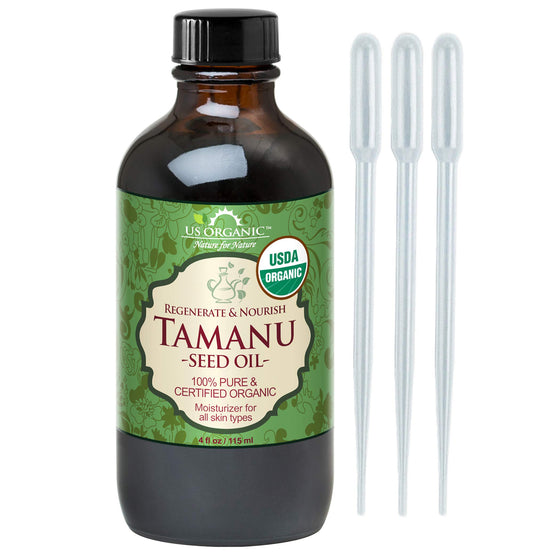 US Organic_Aceite de Tamanu, Certificado Orgánico por USDA, 100% Puro, Prensado en Frío, Virgen, Sin Refinar, Color Verde Oscuro, Procedente del Sudeste Asiático (115 ml)