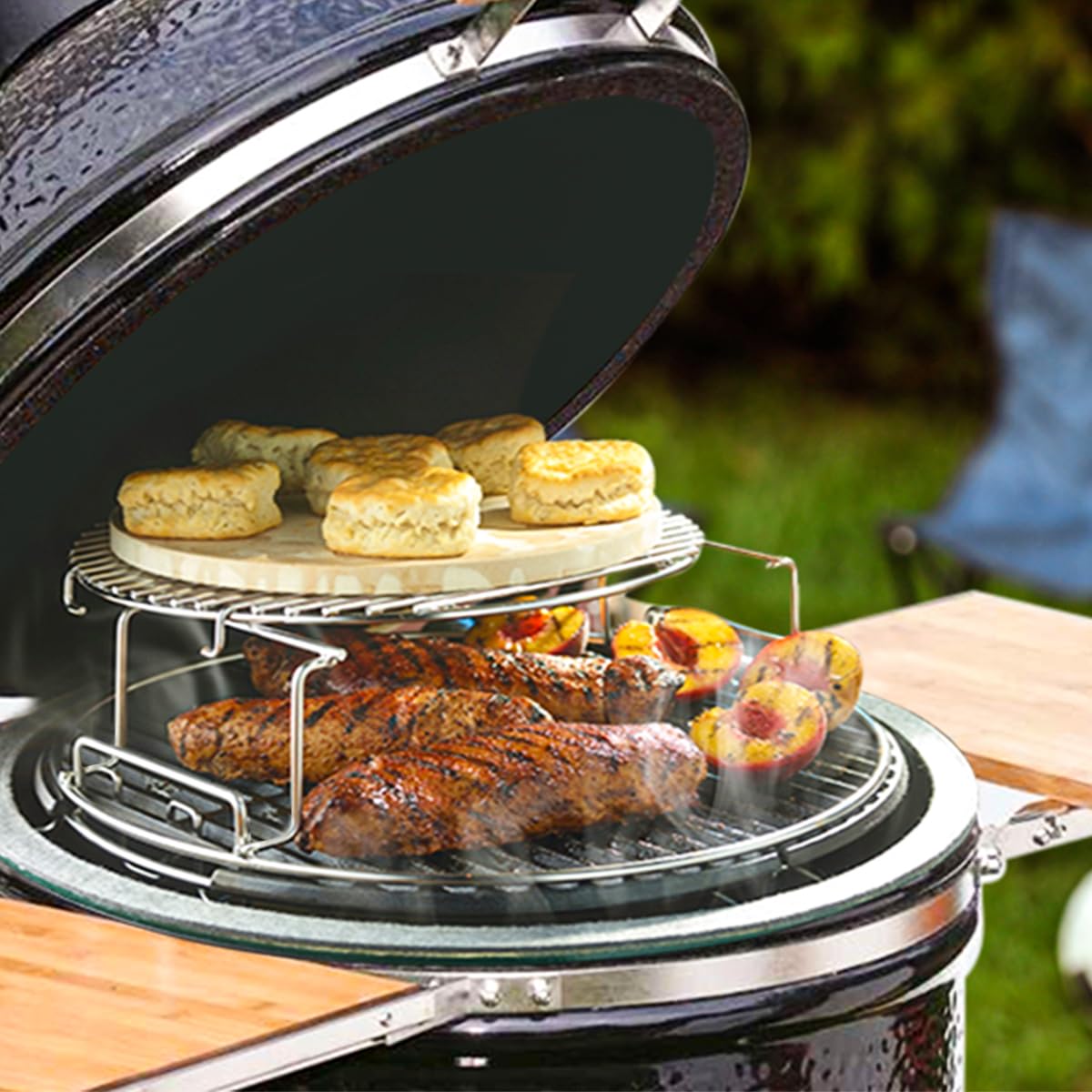 Kit de repuesto de 5 piezas para huevo verde grande XL, estante para huevos de 5 piezas, cesta Conveggtor de acero inoxidable 304 parrilla con sistema de cocción extraíble