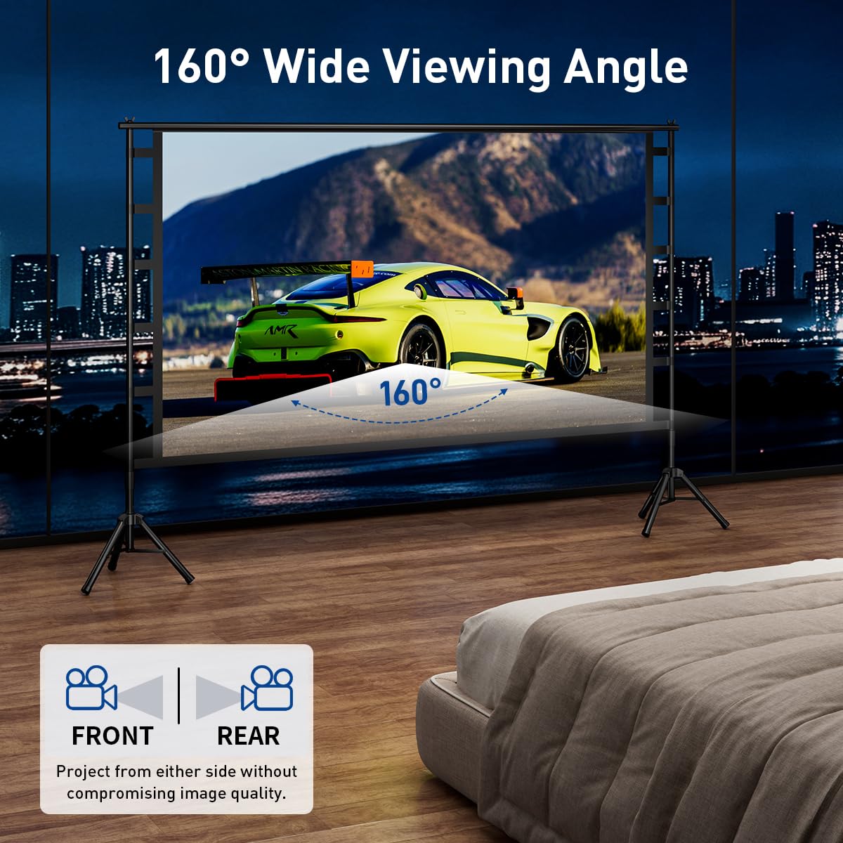 Pantalla de Proyector 120 Pulgadas Portátil 4K HD sin Arrugas para Interiores y Exteriores