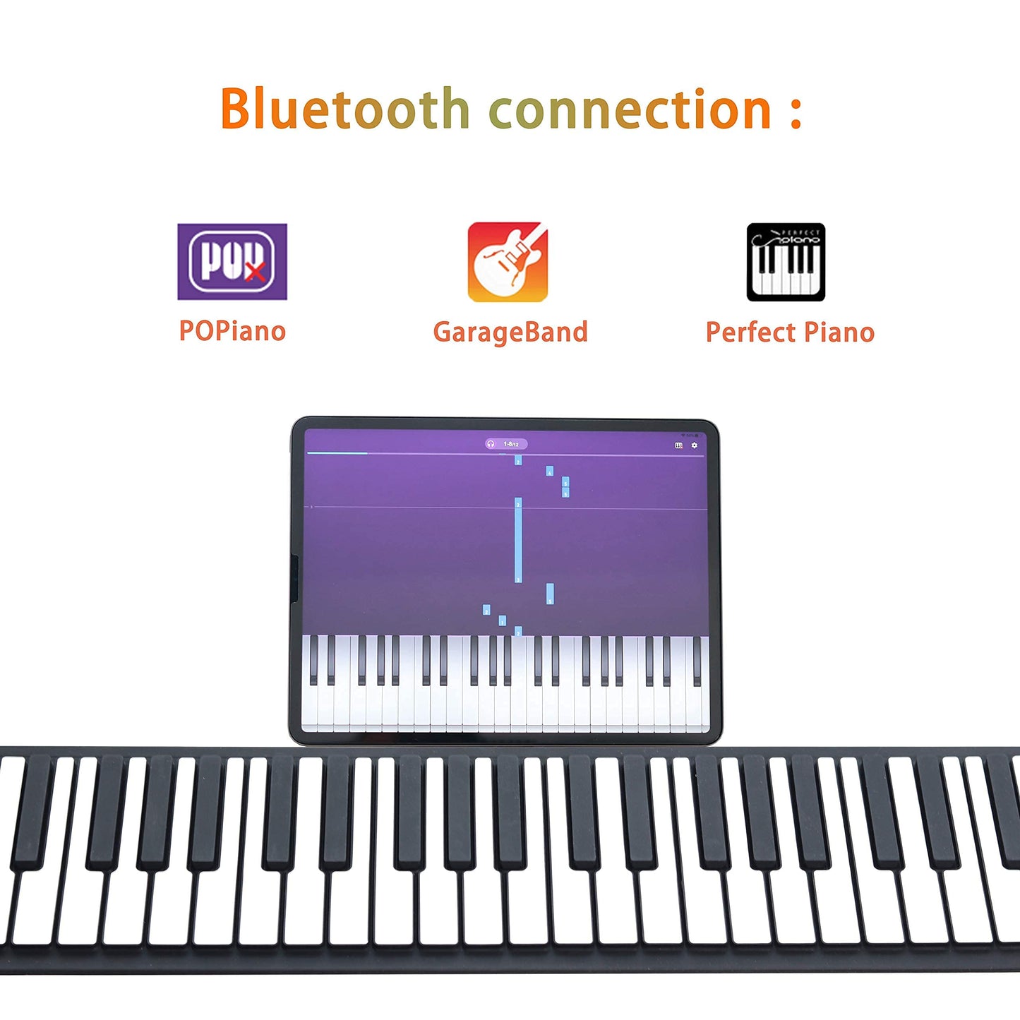 Piano Enrollable Portátil Recargable para Niños 61 Teclas para Práctica