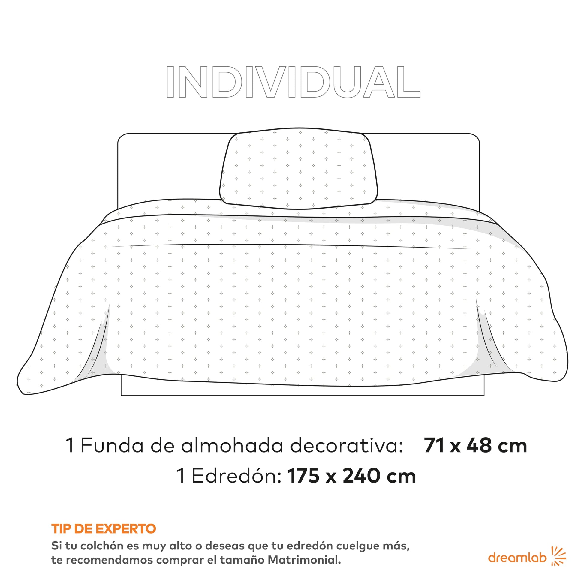Colcha Dreamlab Azul Noche Capitonada Hipoalergénica Ultra Suave Individual con Funda de Almohada