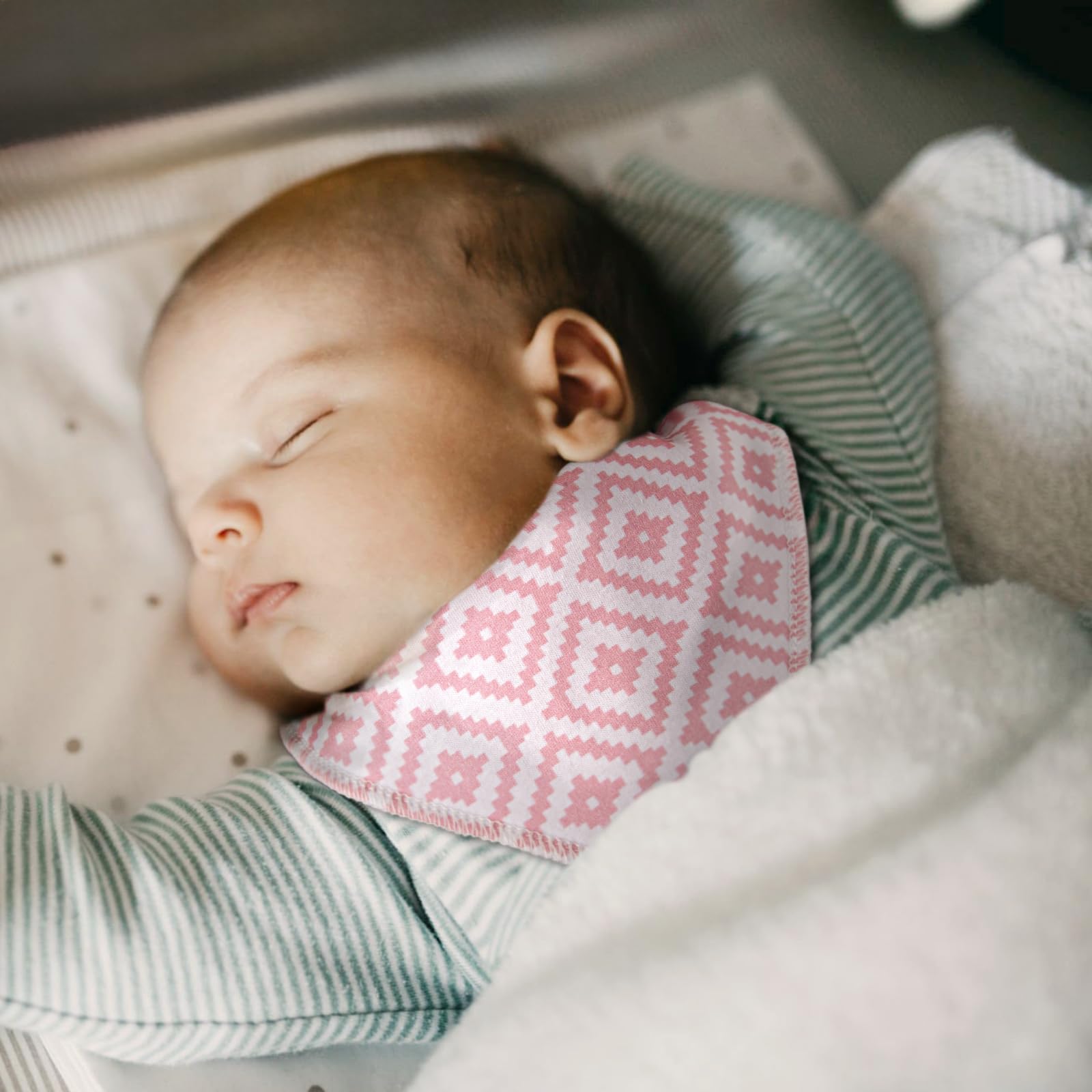 Baberos Impermeables Termichy Rosa Claro para Niño, 8 Piezas Algodón para Dentición y Alimentación