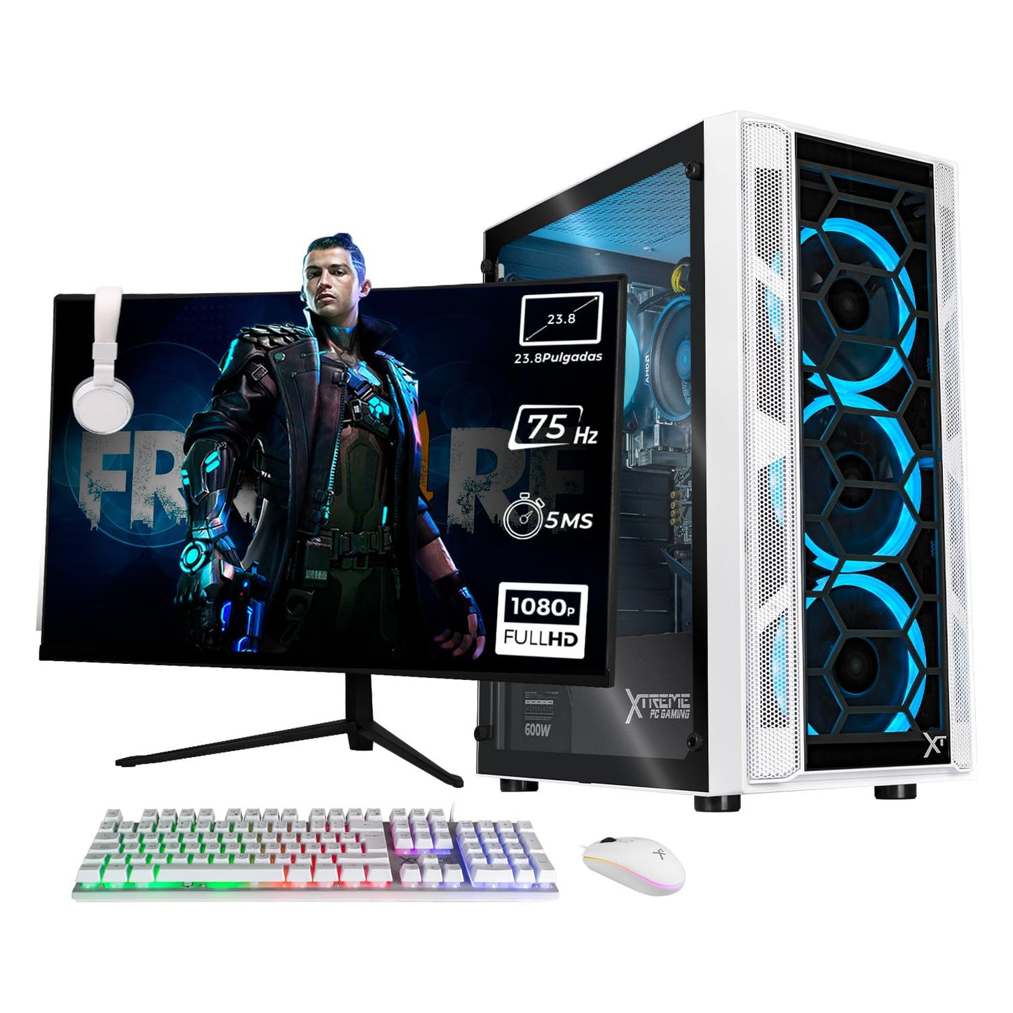 PC Gaming XTREME AMD Radeon Vega Ryzen 7 5700G Blanco Monitor Curvo 23.8 Pulgadas