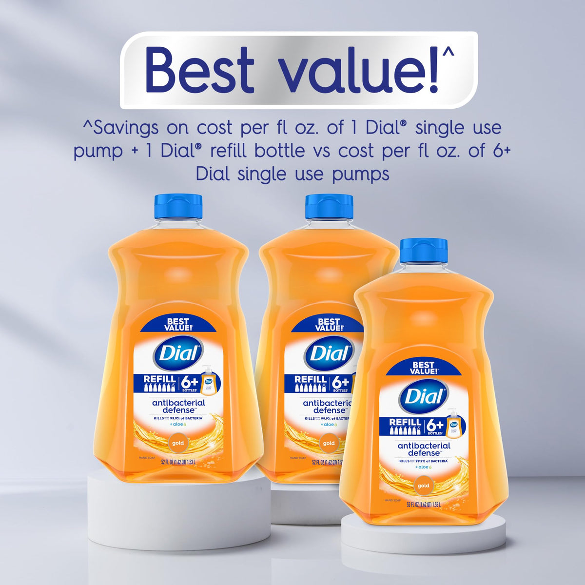 Dial Antibacterial Liquid Hand Soap Refill, Gold, 52 Fluid Ounces (Pack of 3)