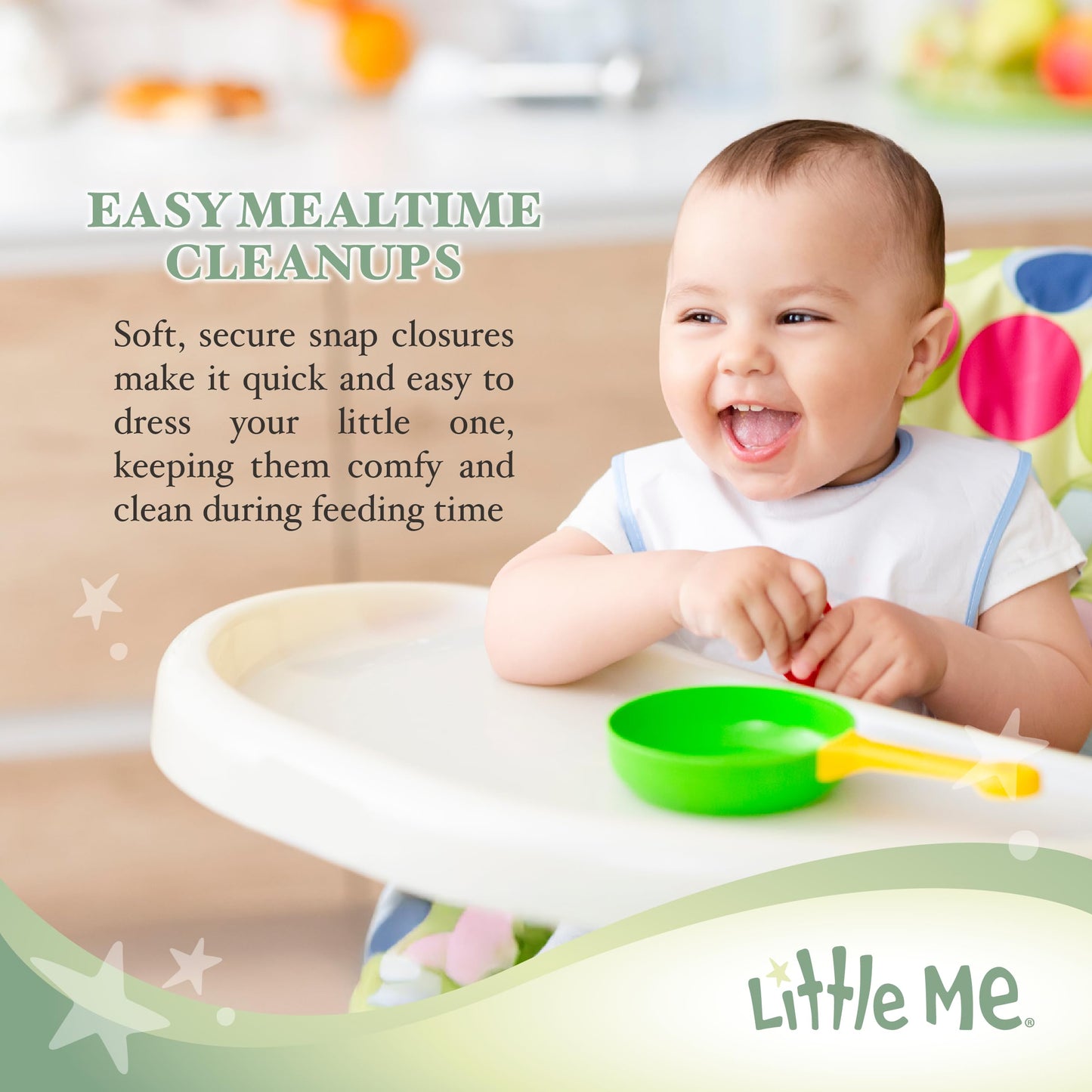 Little Me - Juego de babero y eructos de damasco de 3 piezas para niña, Rosa/Multi, Talla única
