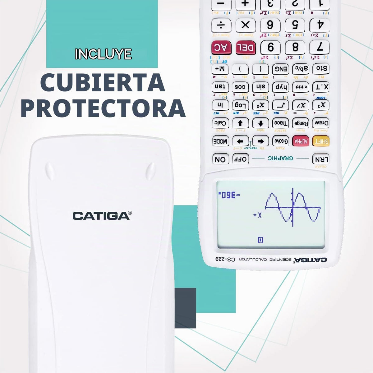 Calculadora Científica CATIGA CS-229 Negra con Funciones Gráficas para Principiantes y Avanzados