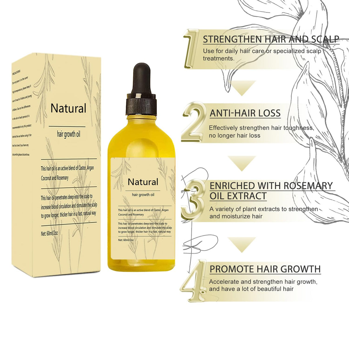 Aceite de Romero Natural Vegano para el Crecimiento del Cabello Orgánico