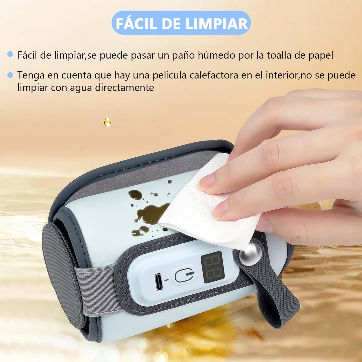 Calentador de biberones portátil,Bolsa para calentar biberones USB,Pantalla LCD calentamiento rápido,Mantiene Leche del Bebé Caliente,Adecuado para Viajes Largos y para su Uso Sobre Marcha