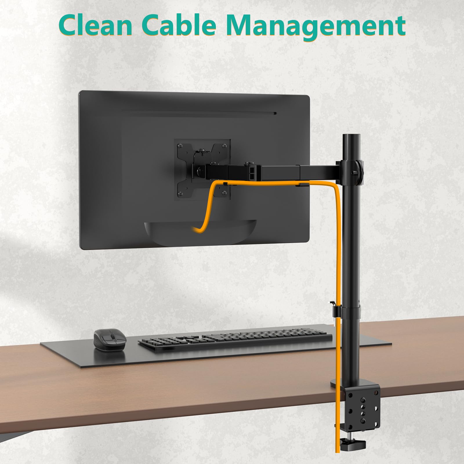 Soporte Monitor Individual WALI Negro Ajustable para Escritorio y VESA 75 & 100mm