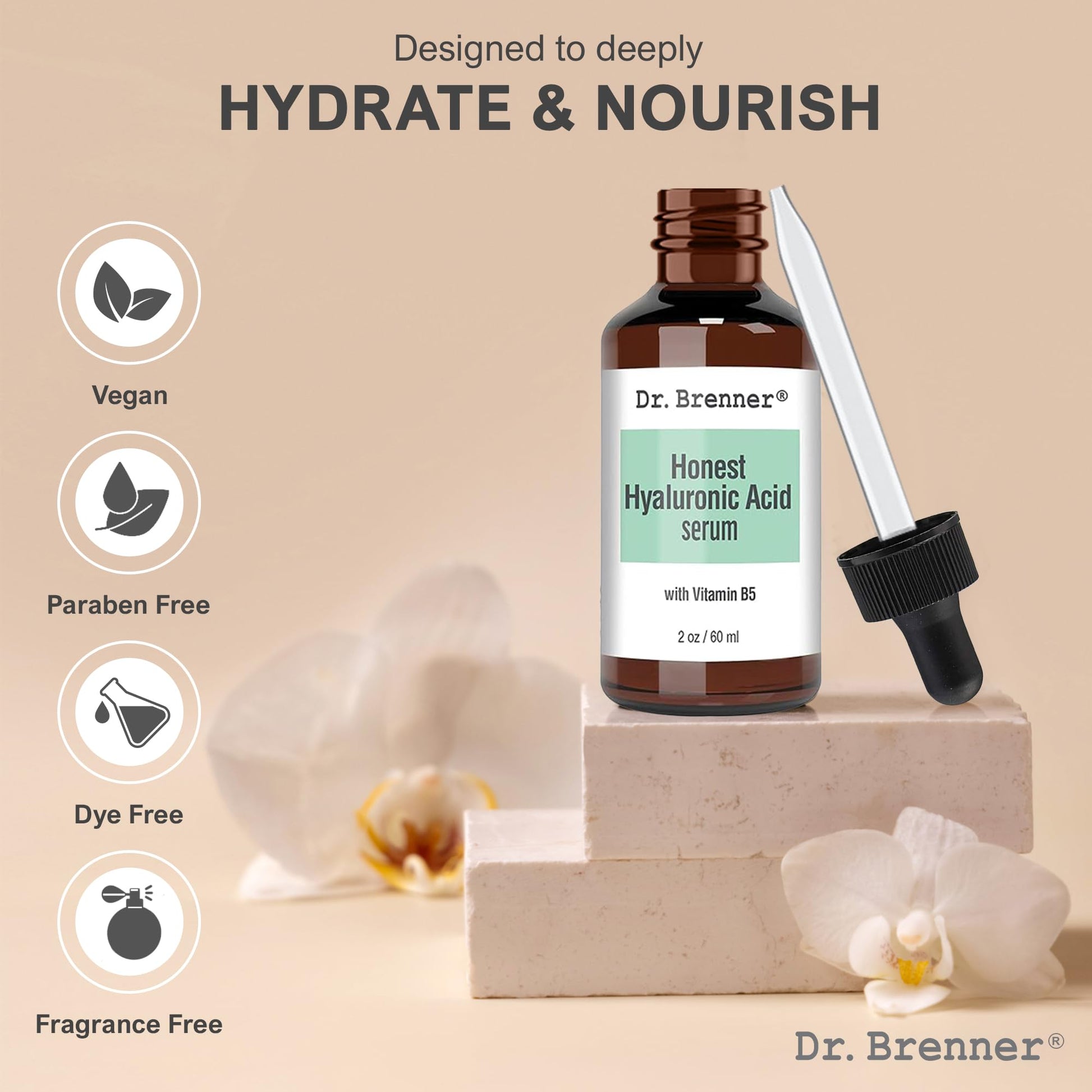 Sérum Dr. Brenner Ácido Hialurónico Puro Antienvejecimiento e Hidratante con Vitamina B5