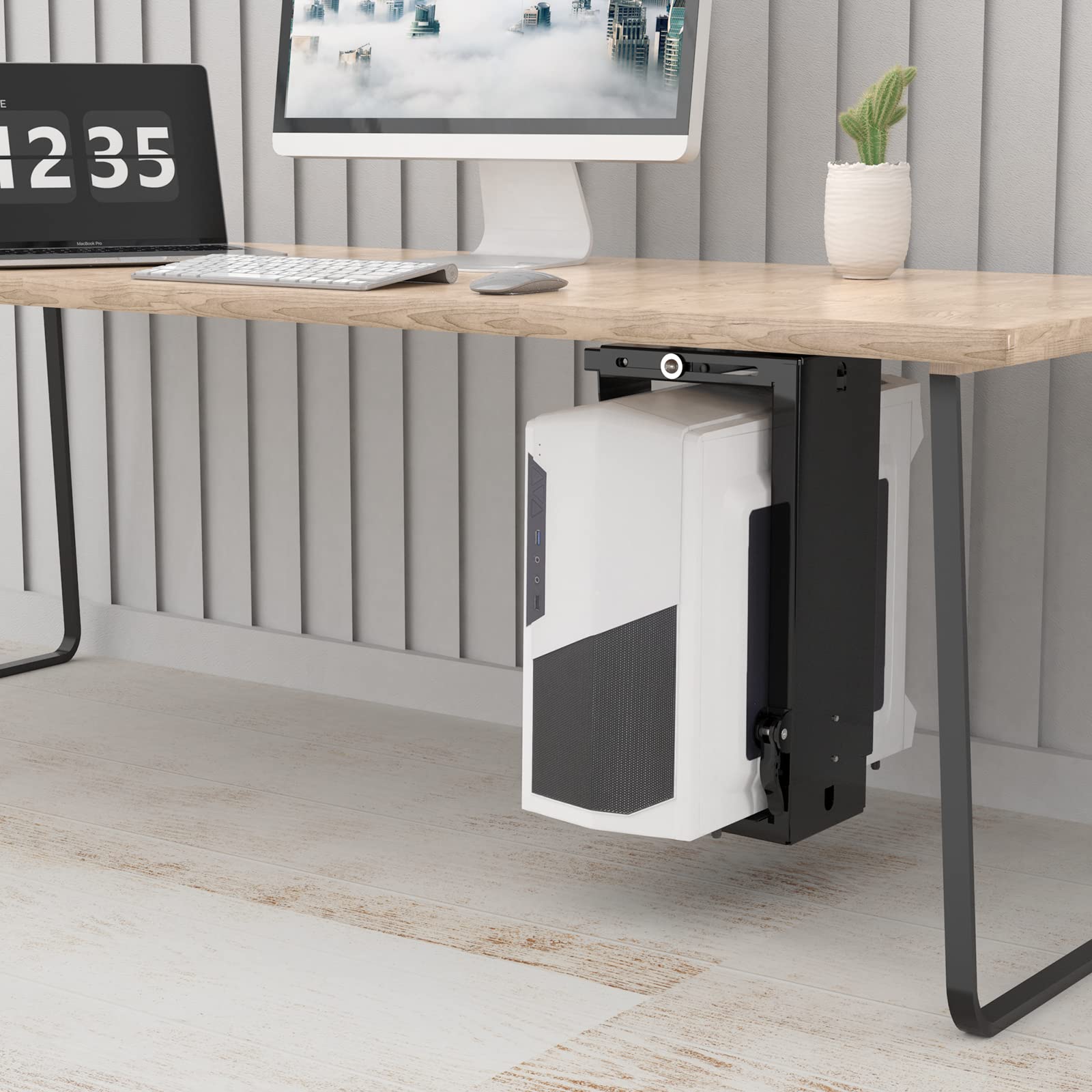 Soporte CPU Ajustable WALI Negro con Giro de 360° y Bloqueo Seguro