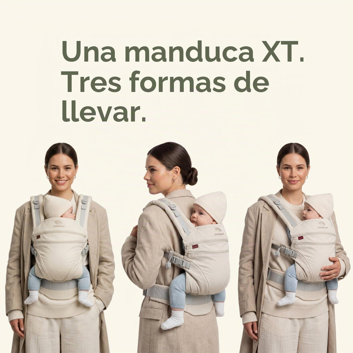 Manduca XT Happy Kiss Portabebé Ergonómico de Algodón Orgánico, Mochila Cangurera Multiposición (Frente, Cadera, Espalda), Ajustable para Recién Nacidos y Niños (3.5 a 20 kg), sin Insertos, XT Cotton