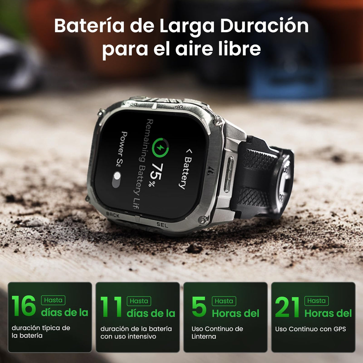 Reloj Inteligente KOSPET TANK M4C Negro AMOLED GPS Bluetooth para iOS y Android