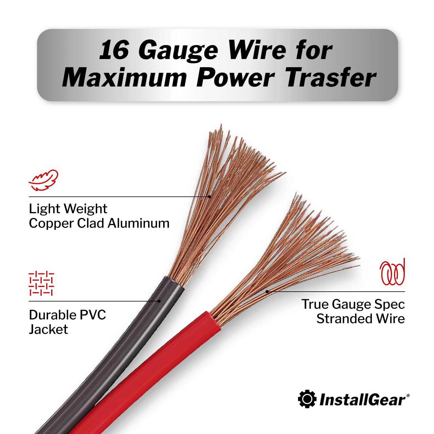 InstallGear 16 Gauge Speaker Wire Cable, 100 feet