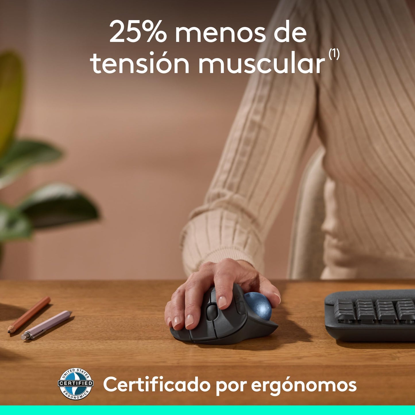 Logitech Ergo M575S Mouse inalámbrico con trackball, Mouse ergonómico inalámbrico con Bluetooth y dongle cifrado, Control cómodo con el Pulgar, Seguimiento preciso y Fluido, para PC/Mac - Grafito
