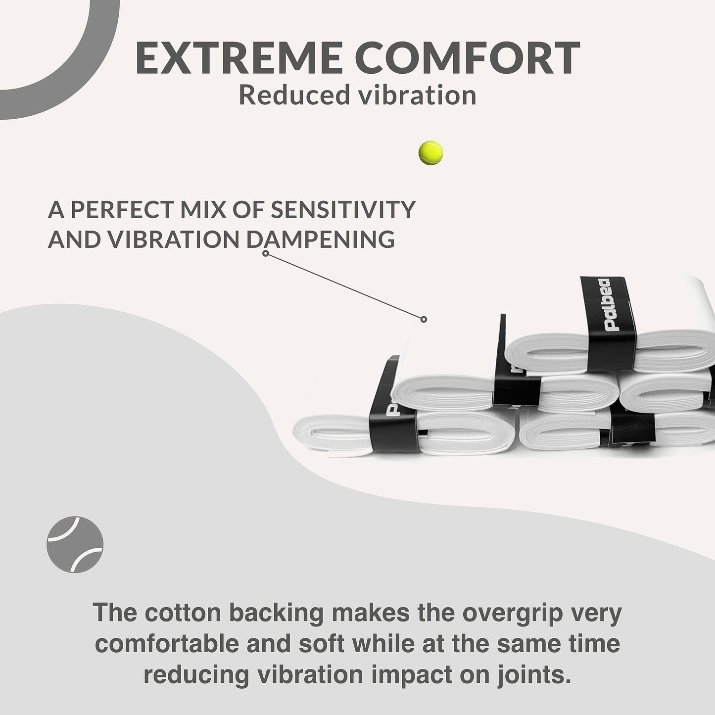 Overgrips Padel Palbea Blanco Extra Adherente Antideslizante Alta Absorción Paquete de 6