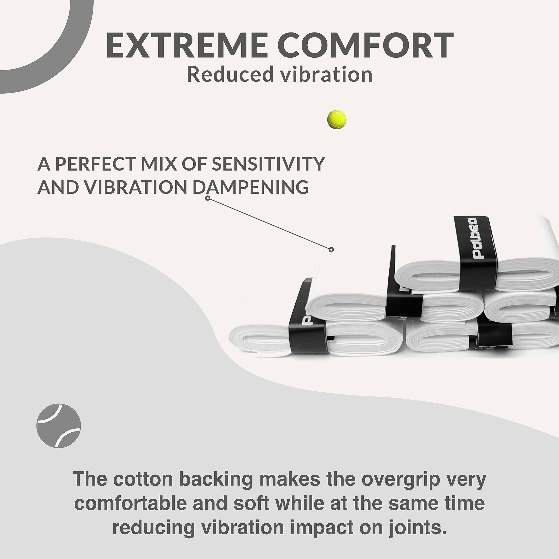 Overgrips Padel Palbea Blanco Extra Adherente Antideslizante Alta Absorción Paquete de 6