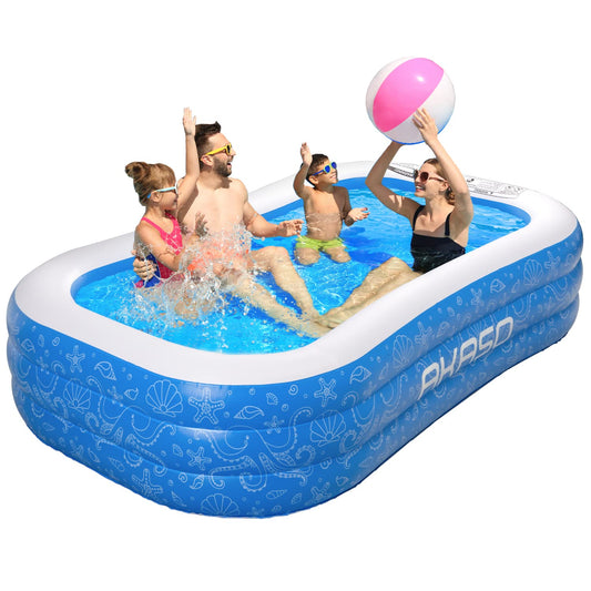 AKASO Piscina Inflable, 94.5 x 56 x 22 Pulgadas, Piscina Inflable para niños, Piscina Familiar para niños y Adultos, niños pequeños, al Aire última intervensión, jardín, Patio Trasero