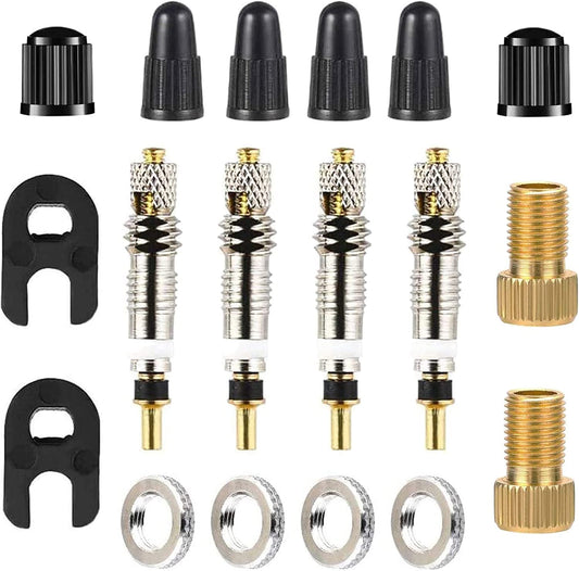 Kit de reparación de válvulas de bicicleta Presta Schrader adaptador de latón núcleos sin cámara para bicicleta de carretera
