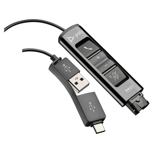 Adaptador Digital USB-A/USB-C Plantronics Poly Negro con Protección Acústica para Centros de Llamadas