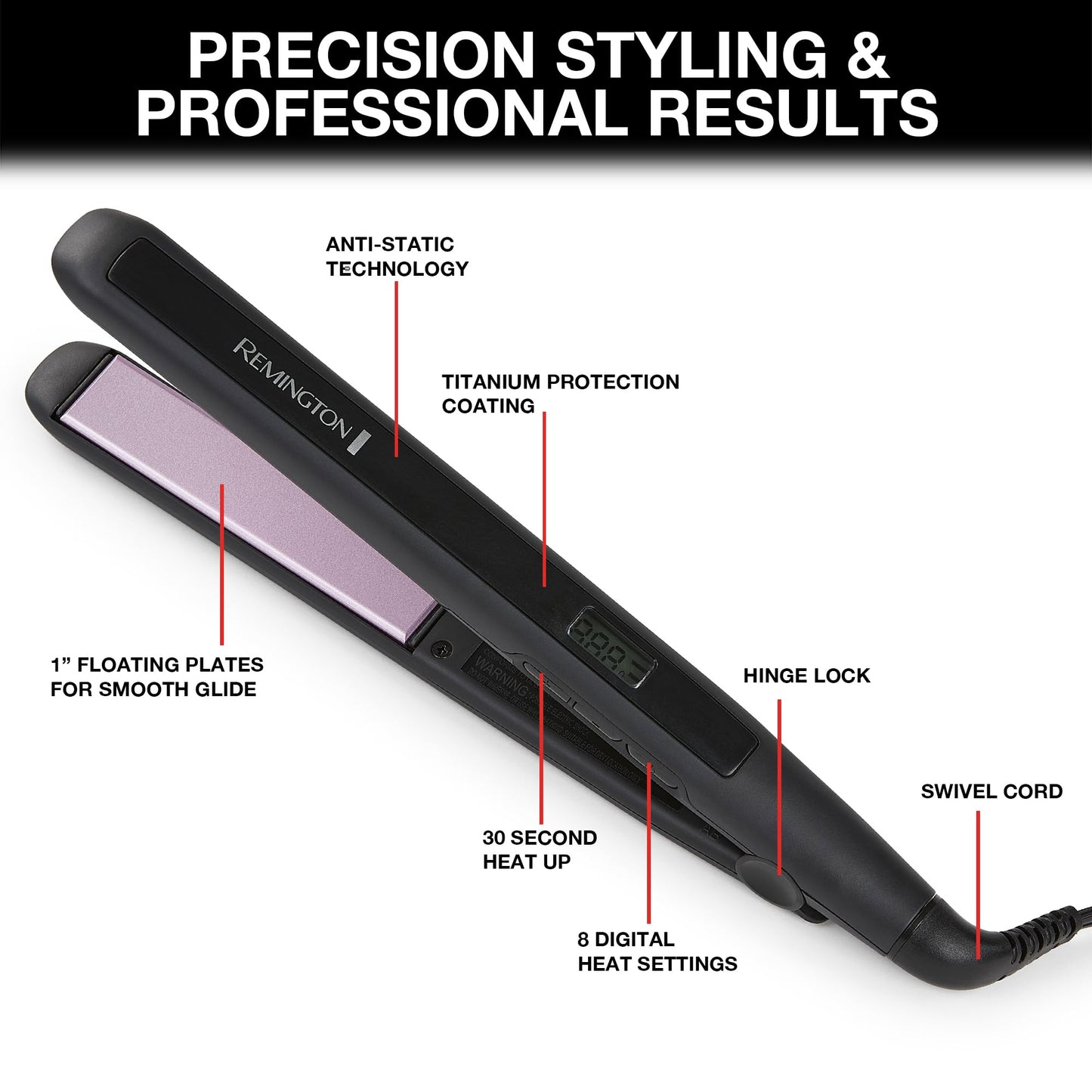 Plancha de Pelo Remington Púrpura Cerámica Antiestática Digital
