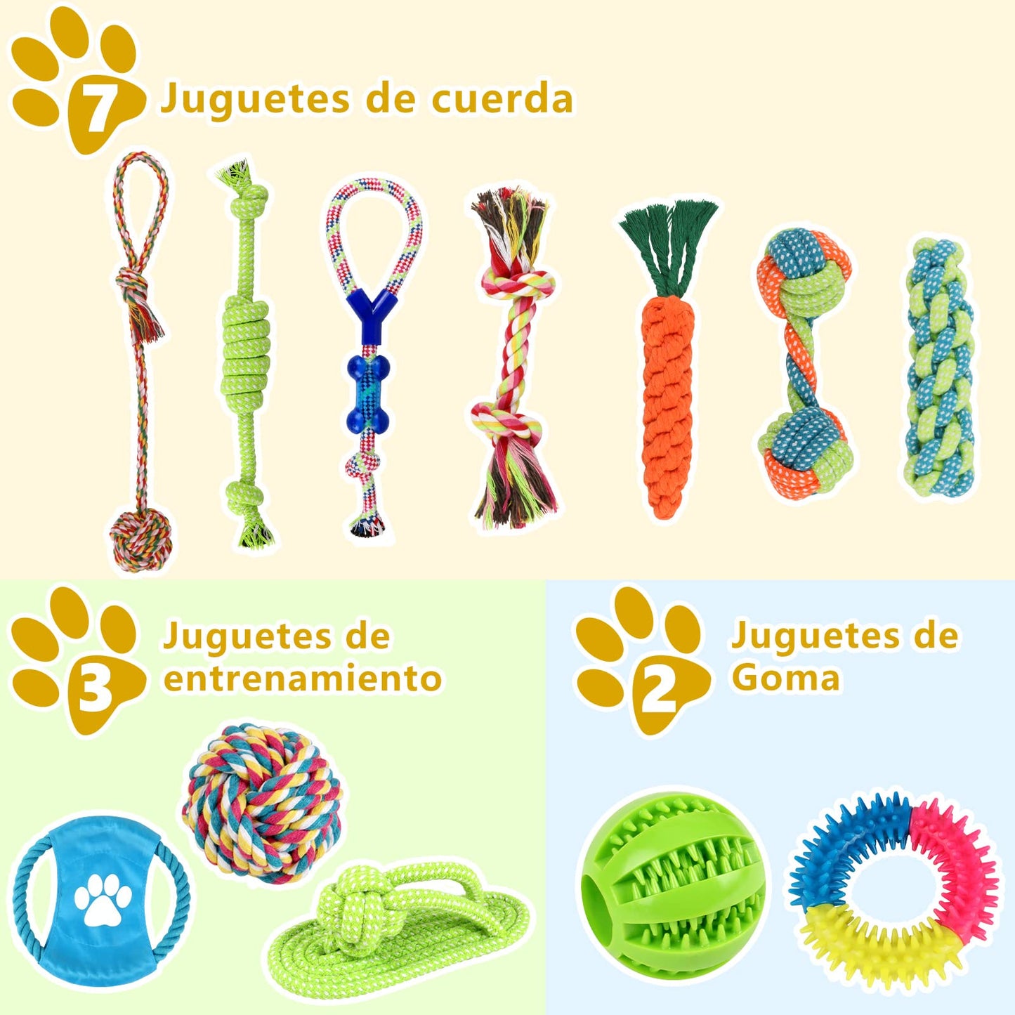 Jasonwell Juguetes para Perro 12 Piezas - Juguete Mordedera para Perro Masticar Cuerda Pelota para Cachorros Juego de Juguetes para Perros Ansiosos Juguete Interactivo para Perros Pequeños Grandes