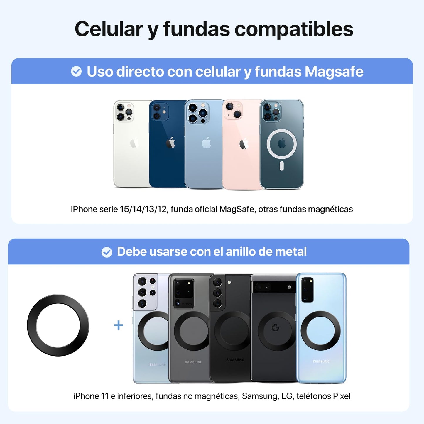 Soporte Celular Automóvil Miracase Negro Súper Poder Succión para Rejilla de Aire Compatible con iPhone 15 14 13 Pro MAX Mini Plus y Otros Celulares