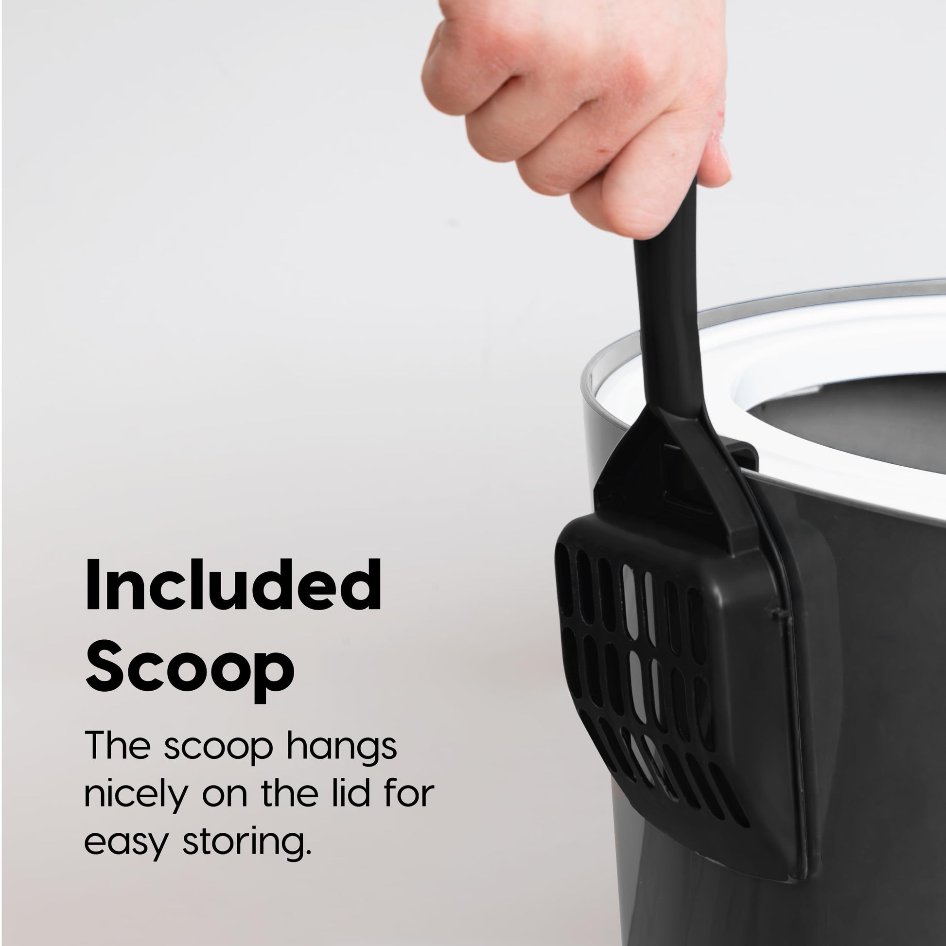 Arenero para Gatos IRIS USA Gris Oscuro Blanco con Entrada Superior