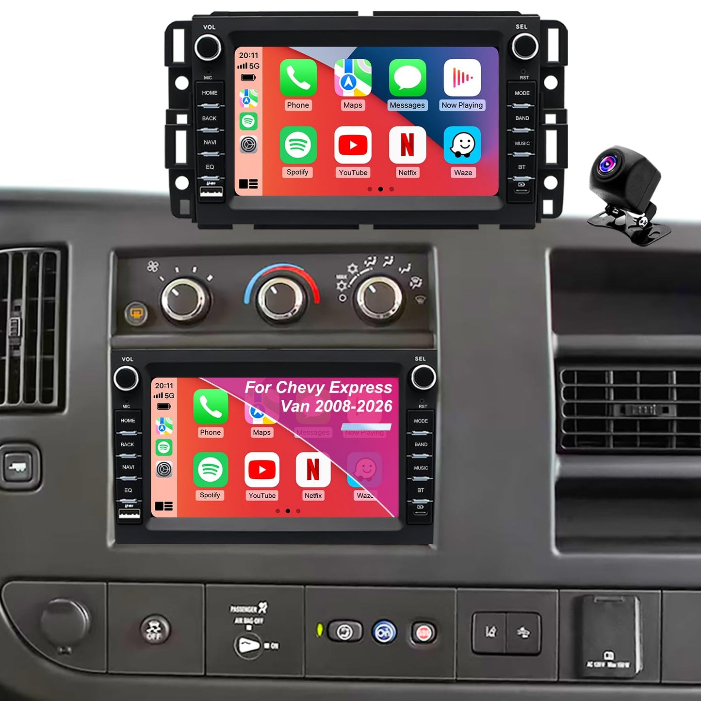 Hyperego Radio Android para Express Van 1500/2500/3500 2008-2026, Traverse 2009-2012, Monte Carlo 2006-2007, Buick Enclave 7‘’ Pantalla táctil, estéreo para Auto, CarPlay, Android Auto