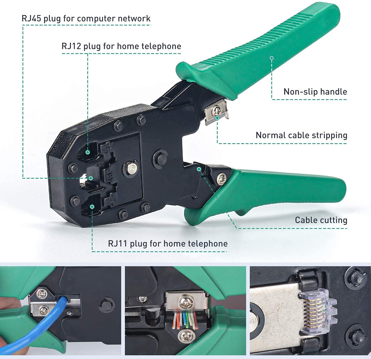 Kit de Crimpadora de Red 21 en 1 para RJ45 Ethernet con Pelacables y Tester