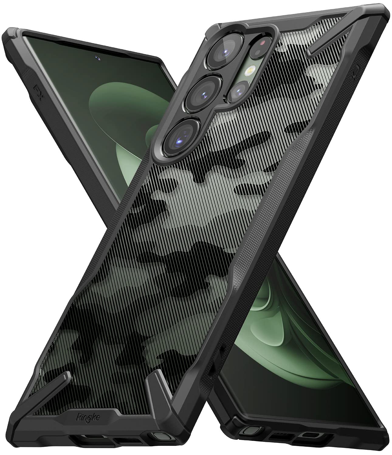 Funda Ringke Fusion X Samsung Galaxy S23 Ultra Camo Black Resistente Impactos TPU PC