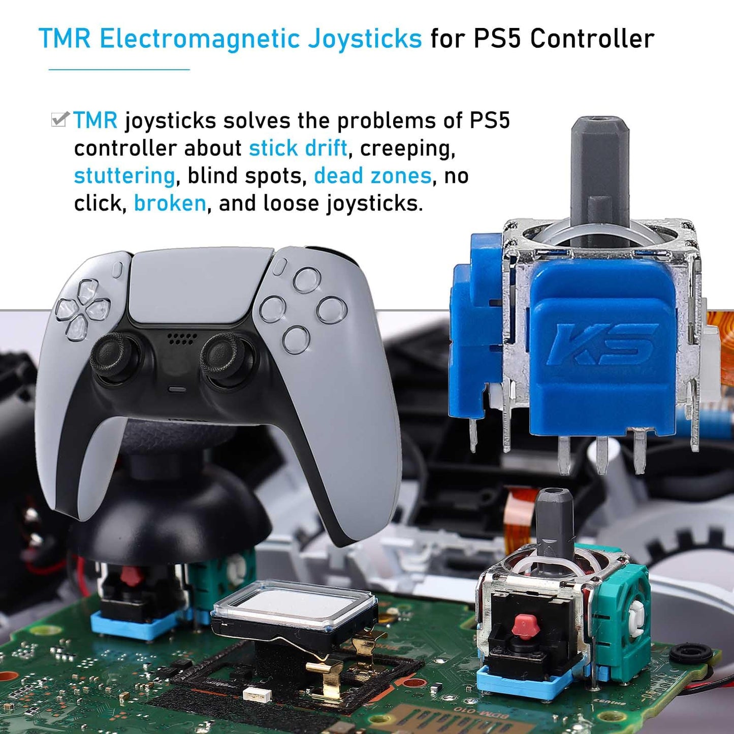 Ikpek 2 Pack Joysticks for DualSense PS5 TMR Electromagnetic Joystick Replacement for Sony PlayStation 5 PS5 Controller Anti-Drift Sticks with Repair Accessories Parts