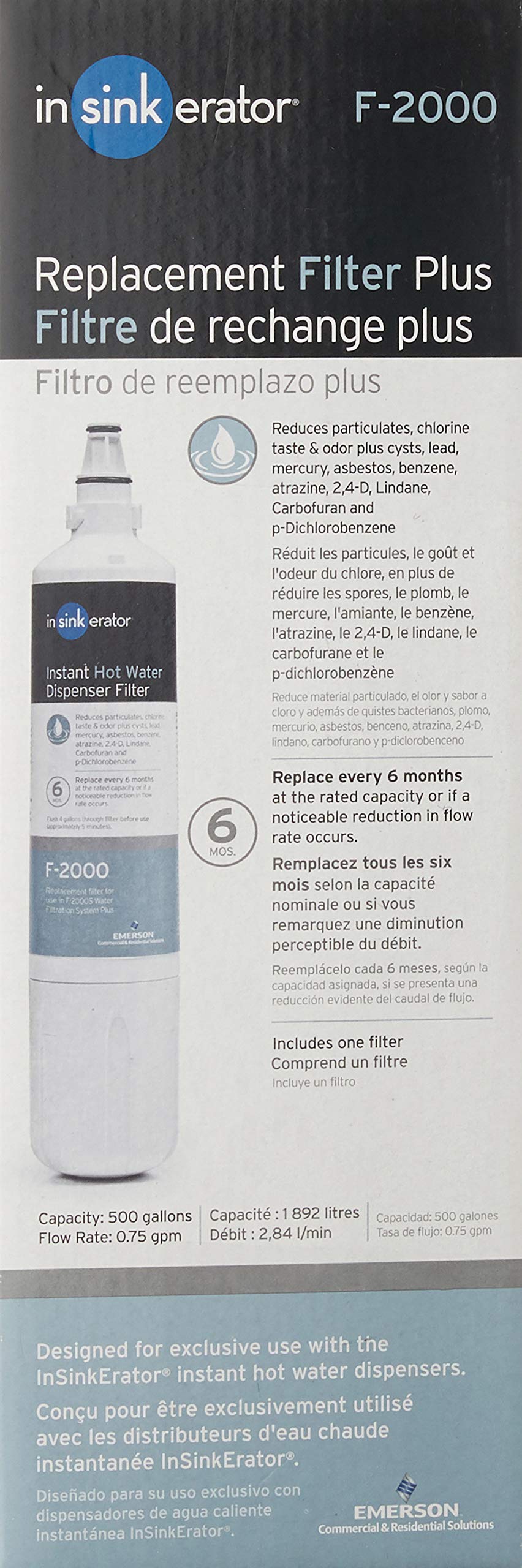 InSinkErator F-2000 Plus Filtro de repuesto, 1 unidad