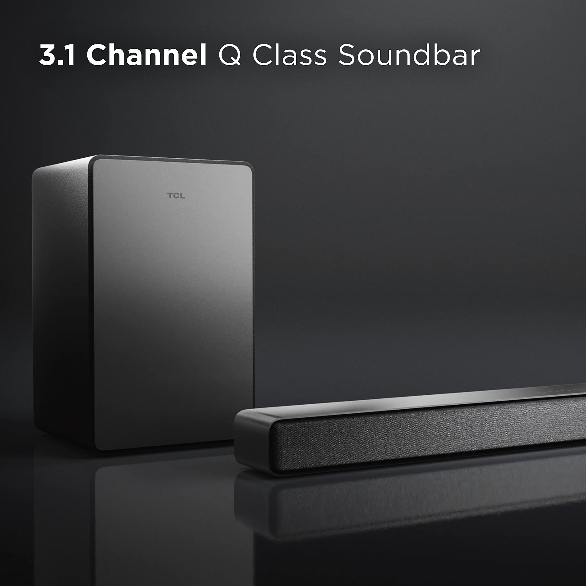 Barra de Sonido TCL Negro de 3.1 Canales con Subwoofer Inalámbrico y Dolby Audio para Hombre