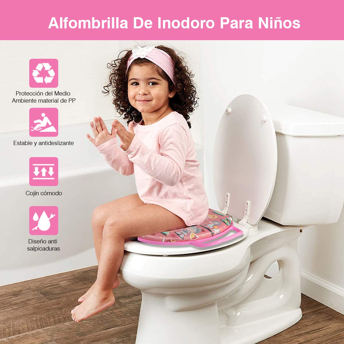 Asiento Entrenador De Inodoro Para Niños, Entrenador De Inodoro Acolchado Para Bebés, Reductor Infantil Antifugas, Asiento Baño Portátil Dibujos Animados, Asiento Entrenador Niño Niña 1-6 Años